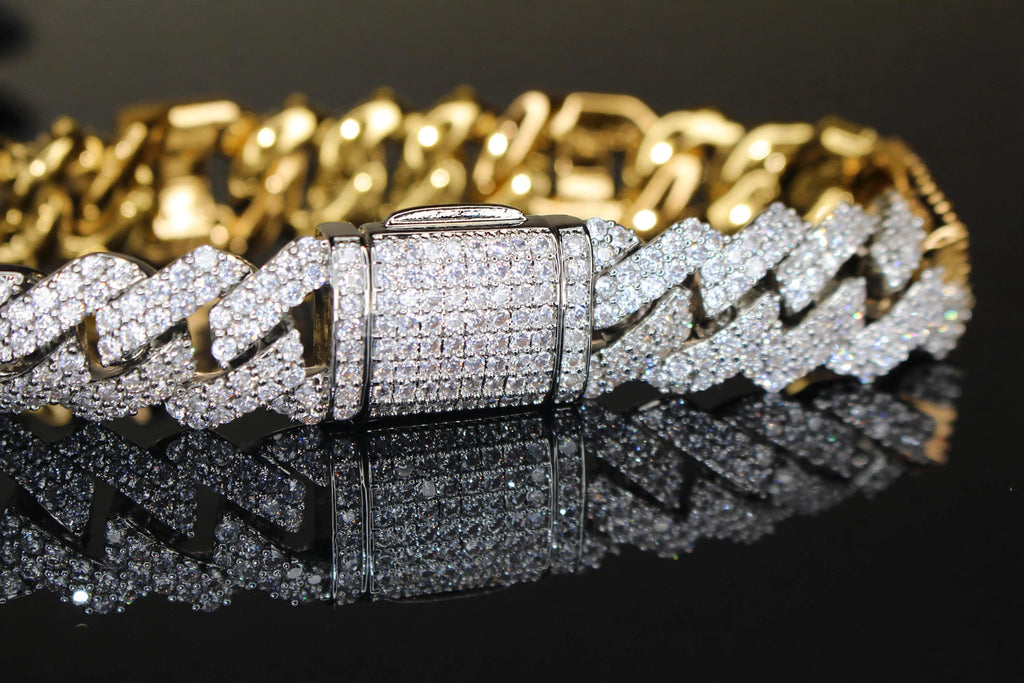 14mm FIGARUCCI 18.2ctw Lab Sim VVS1 Diamonds Bracelet -White/Gold 2-Tone