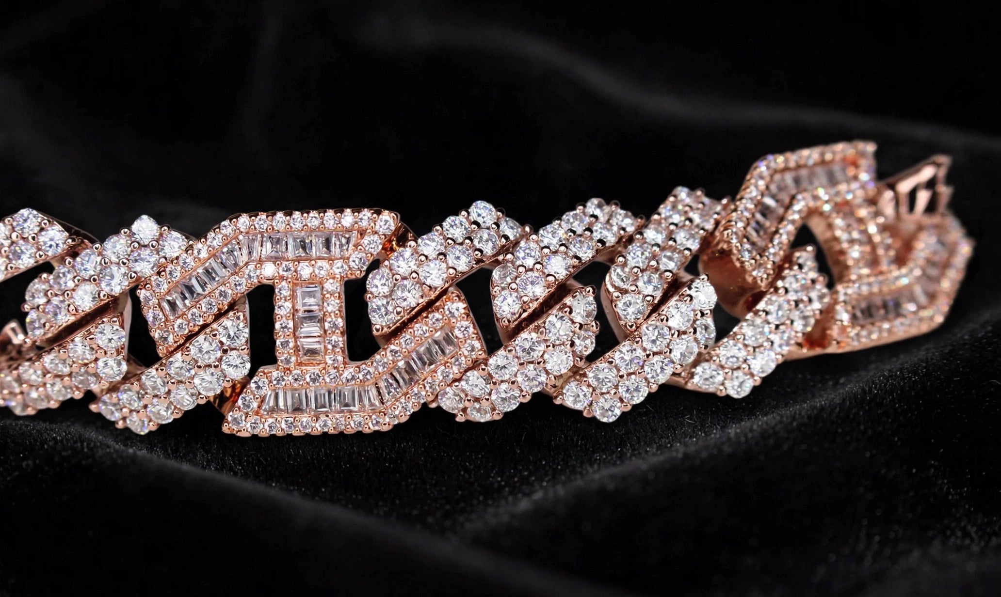 14mm FIGARUCCI 18.2ctw Lab Sim VVS1 Diamonds Bracelet -Rose Gold