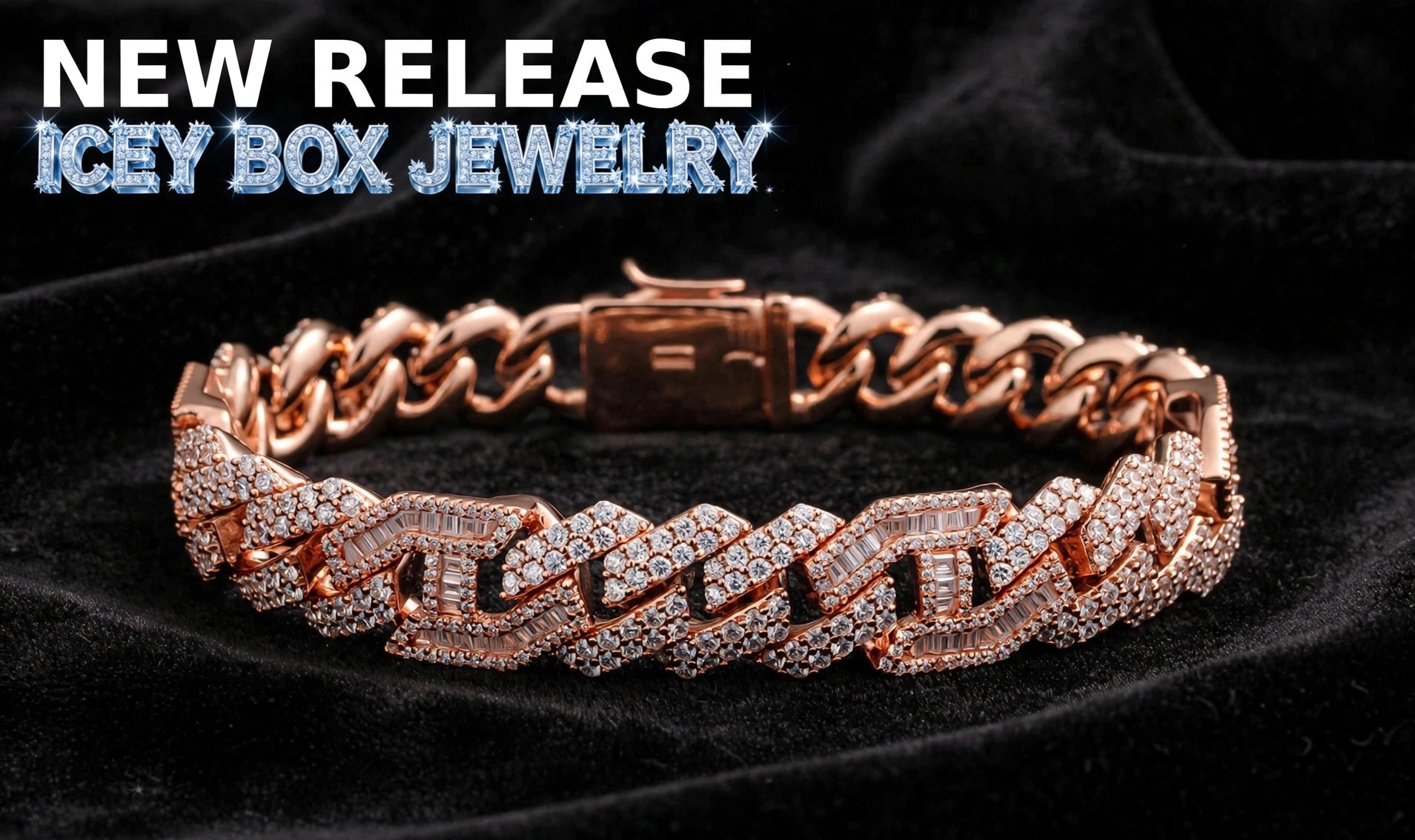 14mm FIGARUCCI 18.2ctw Lab Sim VVS1 Diamonds Bracelet -Rose Gold