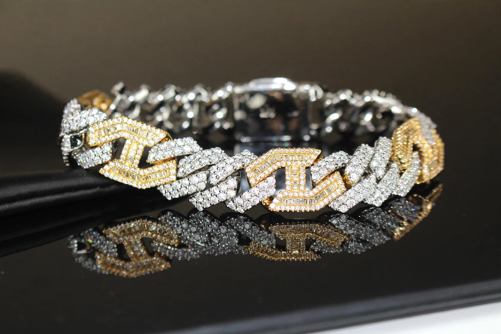 14mm FIGARUCCI 18.2ctw Lab Sim VVS1 Diamonds Bracelet -White/Gold 2-Tone