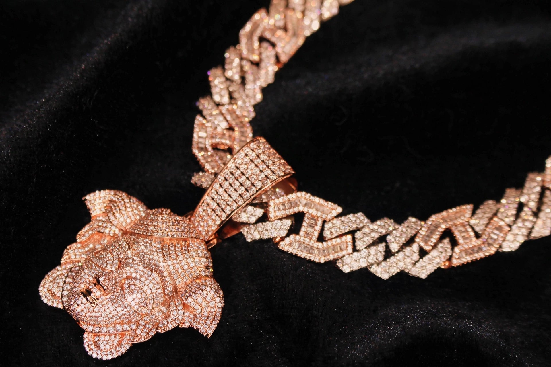 XL Medusa Pendant 14mm Figarucci 98.6ct Lab Sim VVS1 Diamond Necklace - Rose Gold