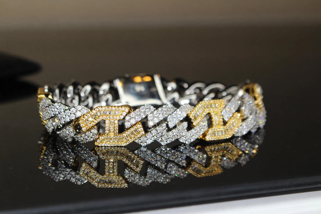 14mm FIGARUCCI 18.2ctw Lab Sim VVS1 Diamonds Bracelet -White/Gold 2-Tone