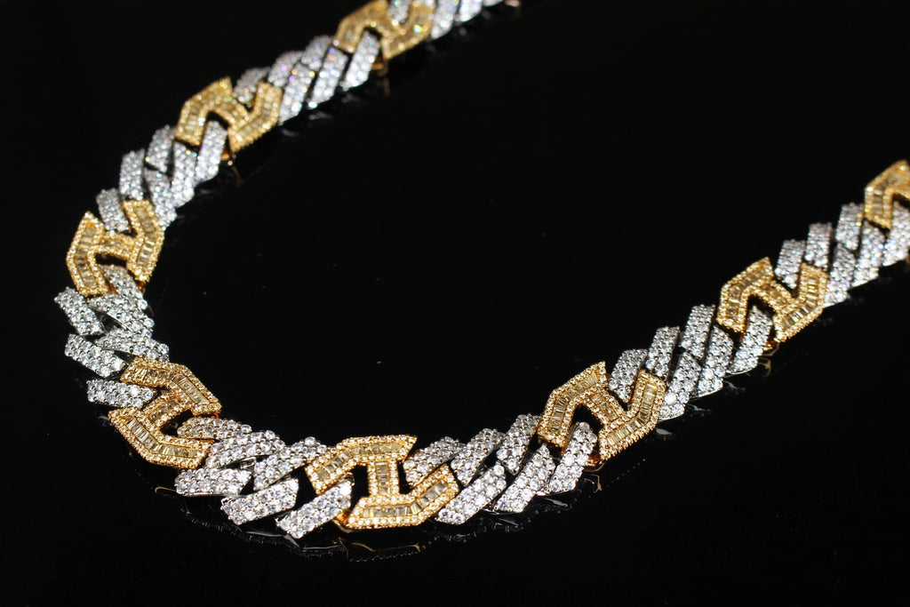 14mm Figarucci 80.7ct Lab Sim VVS1 Diamond Necklace - White/Gold 2-Tone