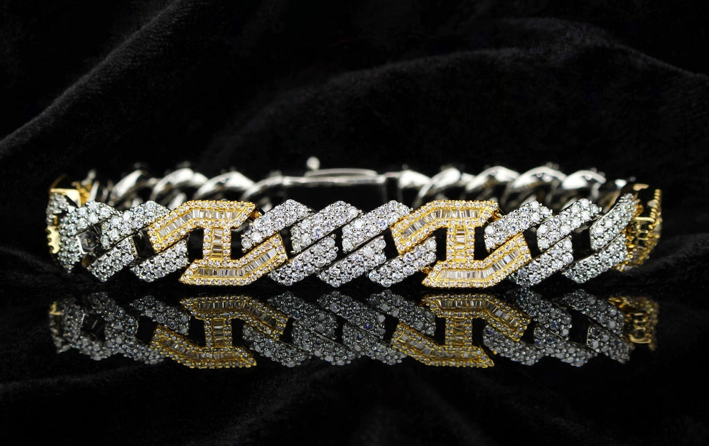 14mm FIGARUCCI 18.2ctw Lab Sim VVS1 Diamonds Bracelet -White/Gold 2-Tone