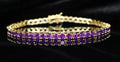 4mm Tennis Chain 12.5ct Lab Sim VVS1 Diamond Bracelet GOLD - PURPLE AMYTHIST