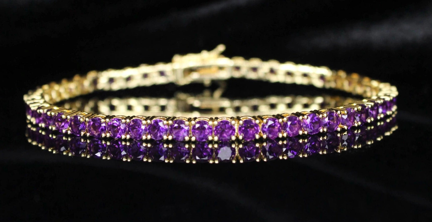 4mm Tennis Chain 12.5ct Lab Sim VVS1 Diamond Bracelet GOLD - PURPLE AMYTHIST