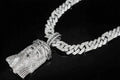 XXL JESUS Pendant 14mm Figarucci 98.6ct Lab Sim VVS1 Diamond Necklace