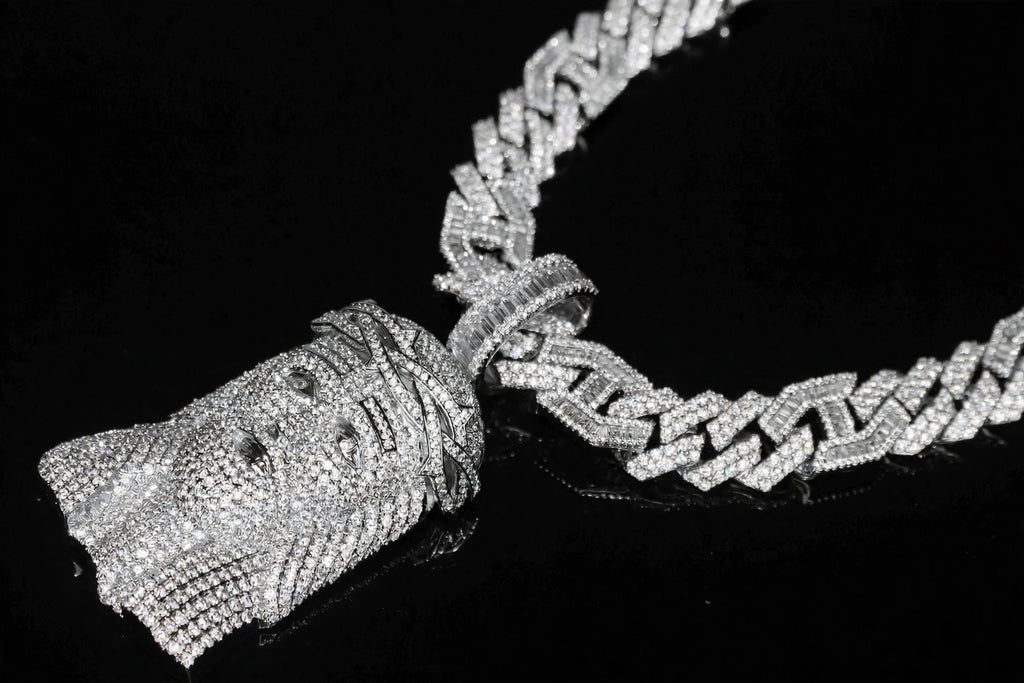 XXL JESUS Pendant 14mm Figarucci 98.6ct Lab Sim VVS1 Diamond Necklace
