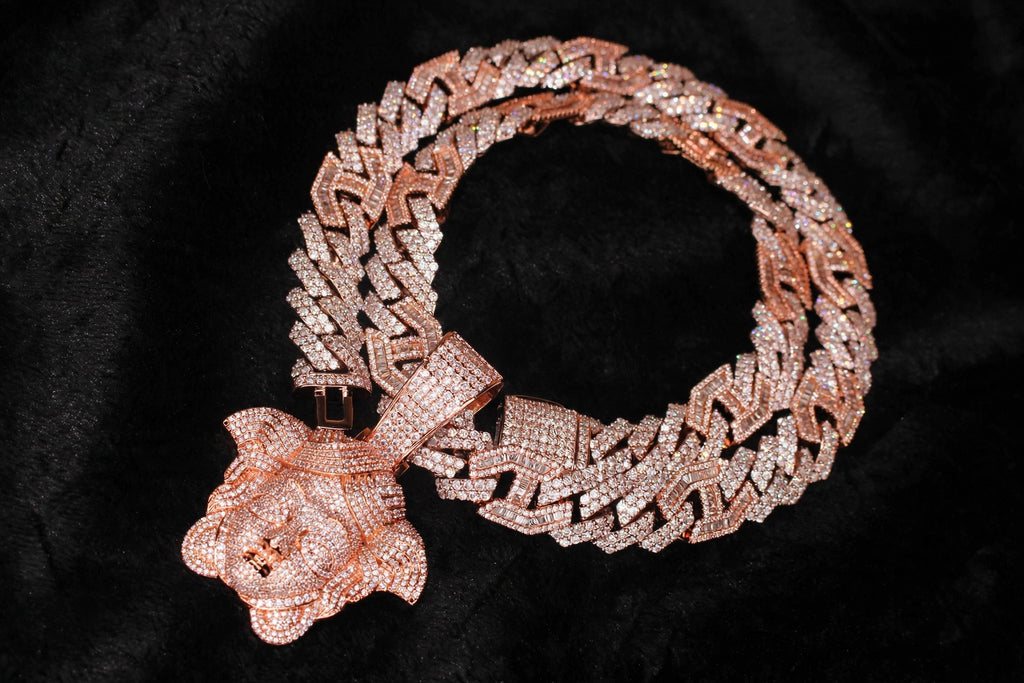 XL Medusa Pendant 14mm Figarucci 98.6ct Lab Sim VVS1 Diamond Necklace - Rose Gold