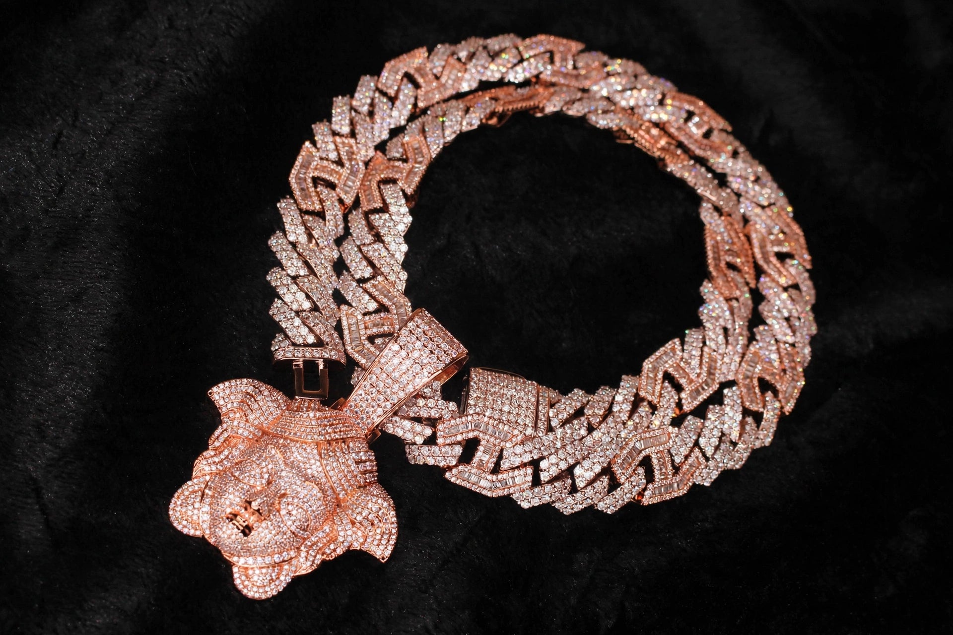 XL Medusa Pendant 14mm Figarucci 98.6ct Lab Sim VVS1 Diamond Necklace - Rose Gold
