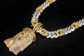 XXL JESUS Pendant 14mm Figarucci 98.6ct Lab Sim VVS1 Diamond Necklace - Two Tone Gold