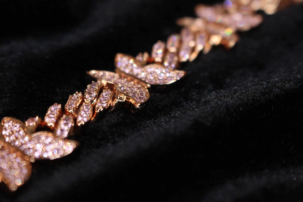 10mm BUTTERFLY 12.6ctw Lab Sim VVS1 Diamonds Bracelet -Rose Gold