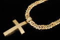 XL CROSS Pendant 14mm Figarucci 98.6ct Lab Sim VVS1 Diamond Necklace - Gold