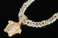 XL Medusa Pendant 14mm Figarucci 98.6ct Lab Sim VVS1 Diamond Necklace - Two Tone White/Gold