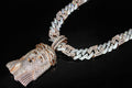 XXL JESUS Pendant 14mm Figarucci 98.6ct Lab Sim VVS1 Diamond Necklace - Two Tone White/Rose Gold