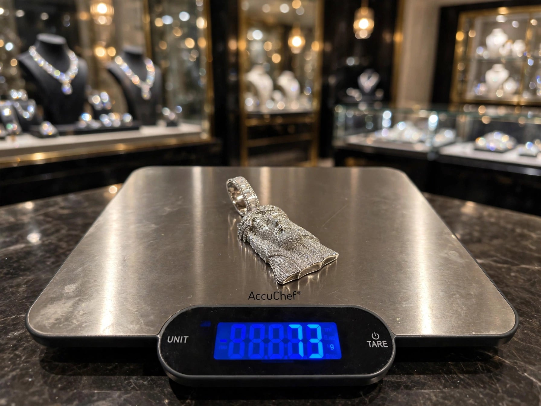 925 STERLING SILVER XXL JESUS HEAD MASSIVE Pendant 15.2ct Lab Sim BAGUETTE VVS1 Diamonds