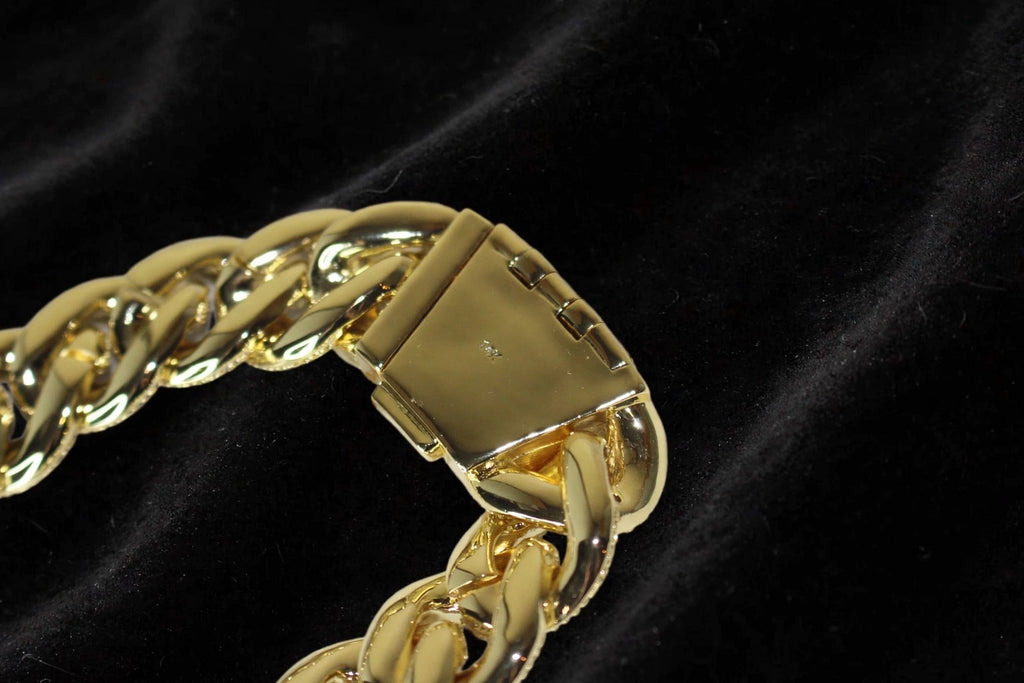 XXL Jesus Pendant 24mm Cuban Miami 196ct Lab Sim VVS1 Diamond Necklace - 1LB Weight GOLD 2-Tone