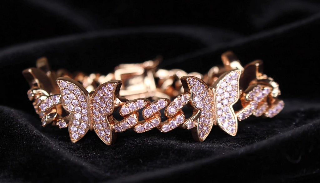 10mm BUTTERFLY 12.6ctw Lab Sim VVS1 Diamonds Bracelet -Rose Gold