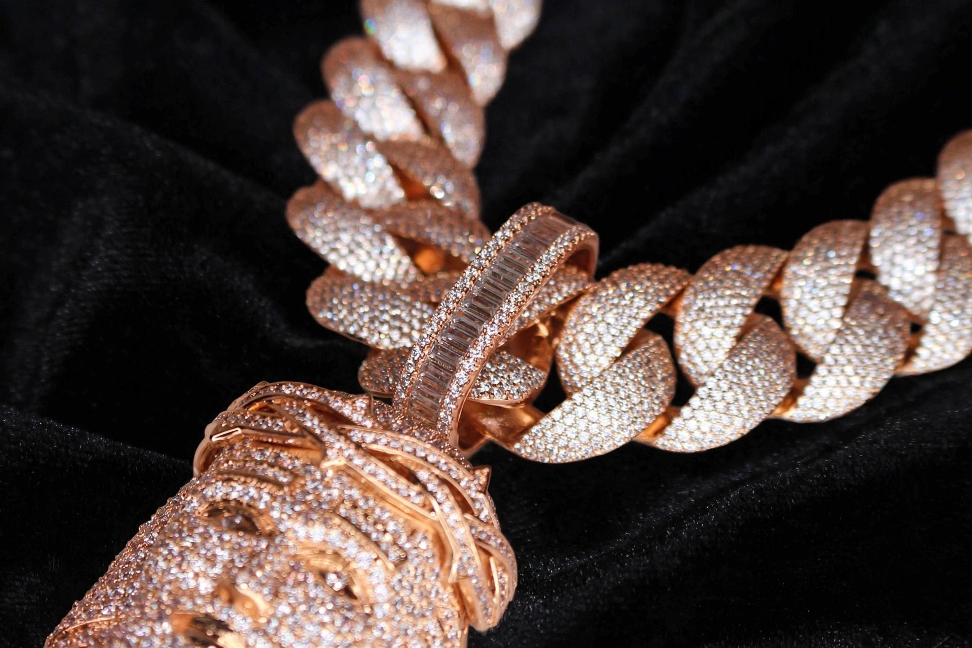 XXL Jesus Pendant 24mm Cuban Miami 196ct Lab Sim VVS1 Diamond Necklace - 1LB Weight Rose GOLD