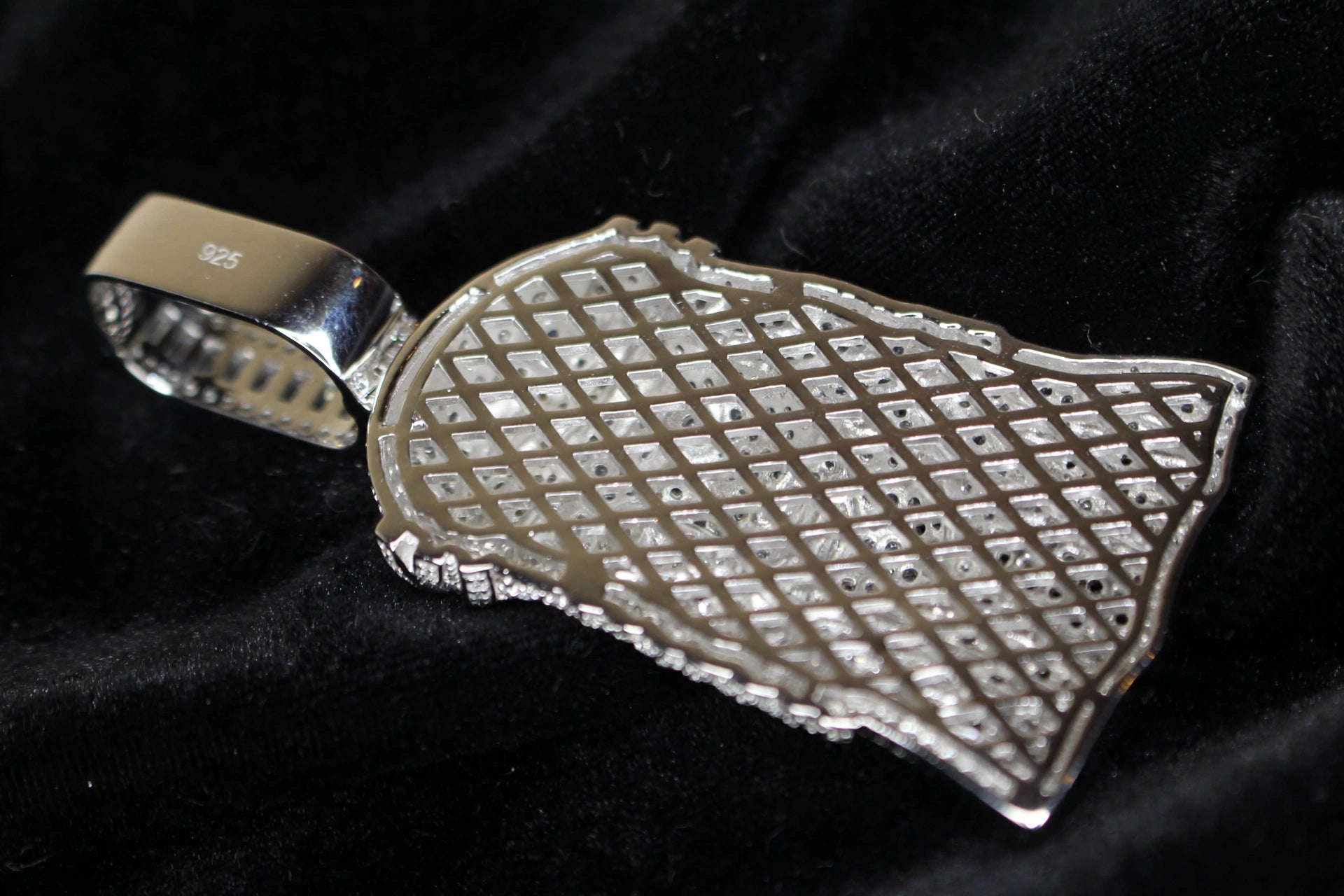 925 STERLING SILVER XXL JESUS HEAD MASSIVE Pendant 15.2ct Lab Sim BAGUETTE VVS1 Diamonds