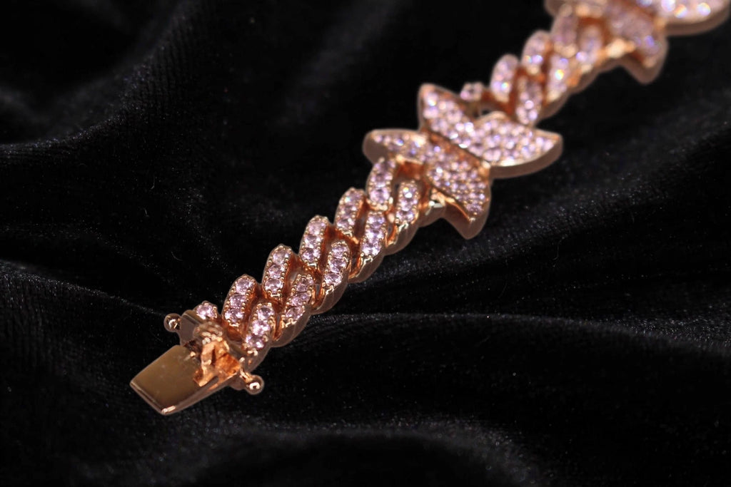 10mm BUTTERFLY 12.6ctw Lab Sim VVS1 Diamonds Bracelet -Rose Gold