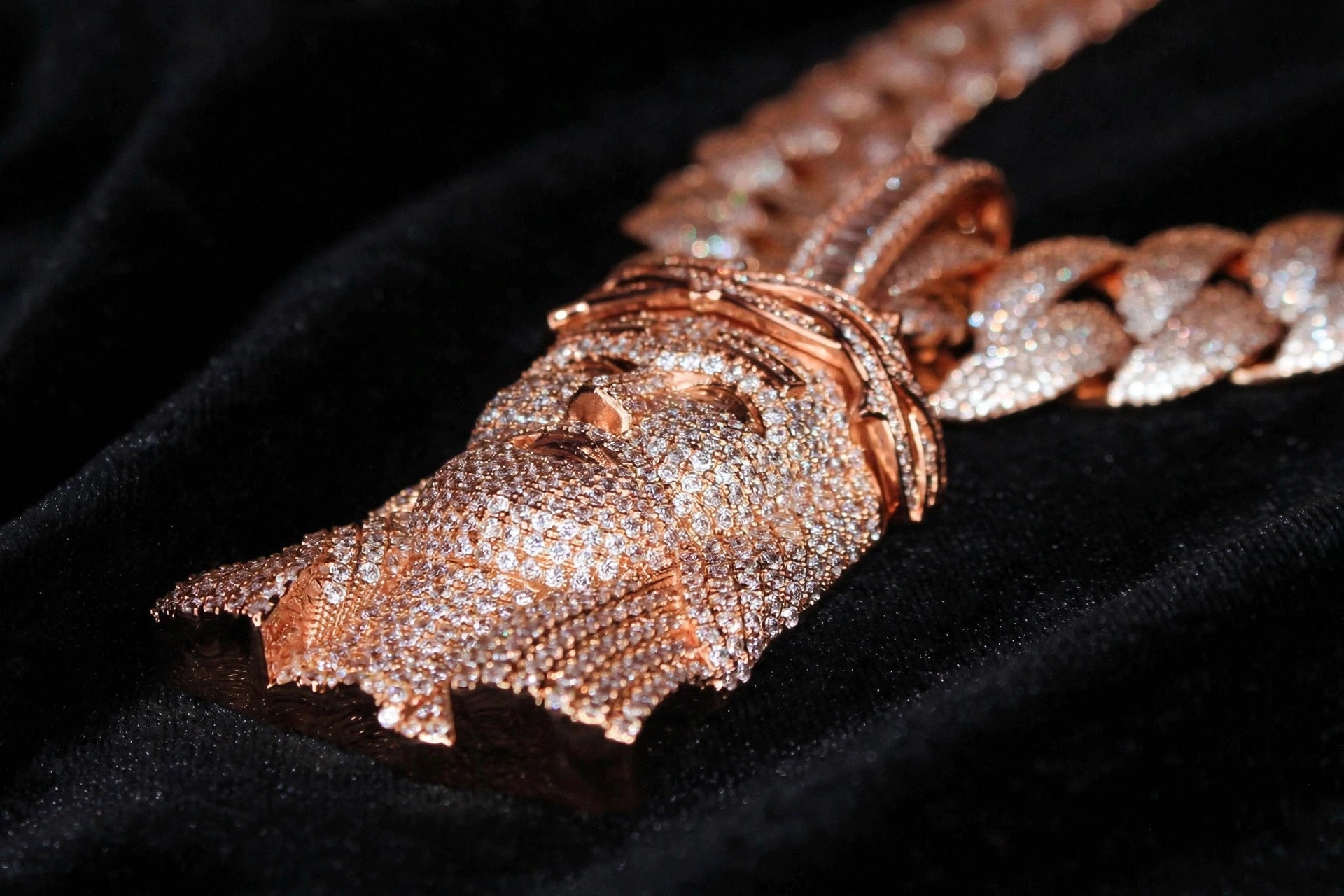 XXL Jesus Pendant 24mm Cuban Miami 196ct Lab Sim VVS1 Diamond Necklace - 1LB Weight Rose GOLD