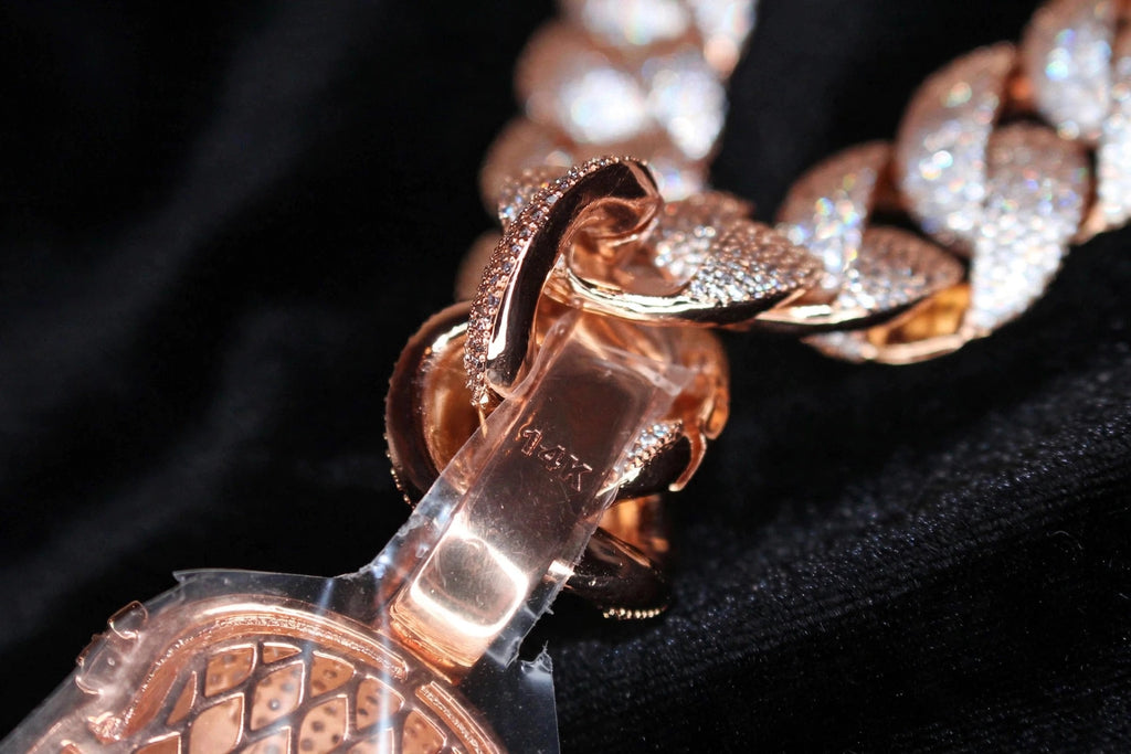 XXL Jesus Pendant 24mm Cuban Miami 196ct Lab Sim VVS1 Diamond Necklace - 1LB Weight Rose GOLD