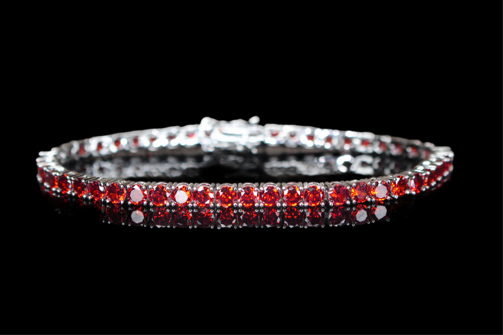 4mm Tennis Chain 12.5ct Lab Sim VVS1 Diamond Bracelet - AMBER SAPPHIRE