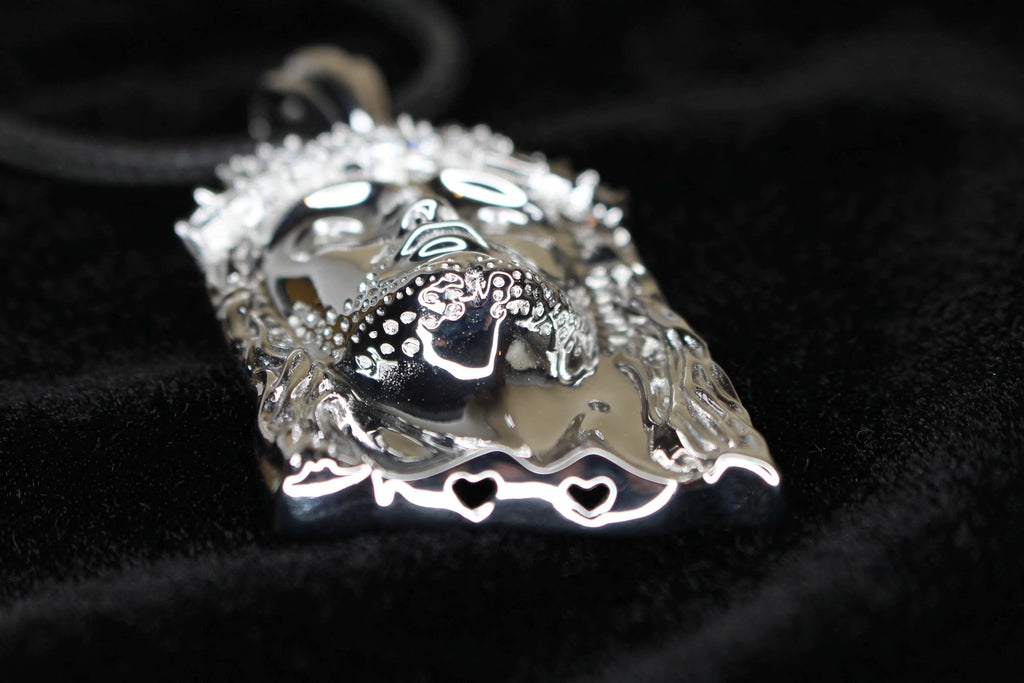 925 Sterling Silver XL JESUS Pendant 2.2ct BAGUETTE Lab Sim VVS1 Diamonds