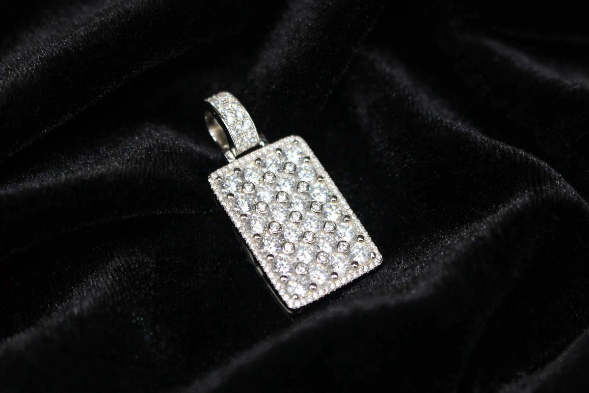 925 Sterling Silver DOG TAG PENDANT 8.6ct Lab Sim VVS1 Diamonds 18g
