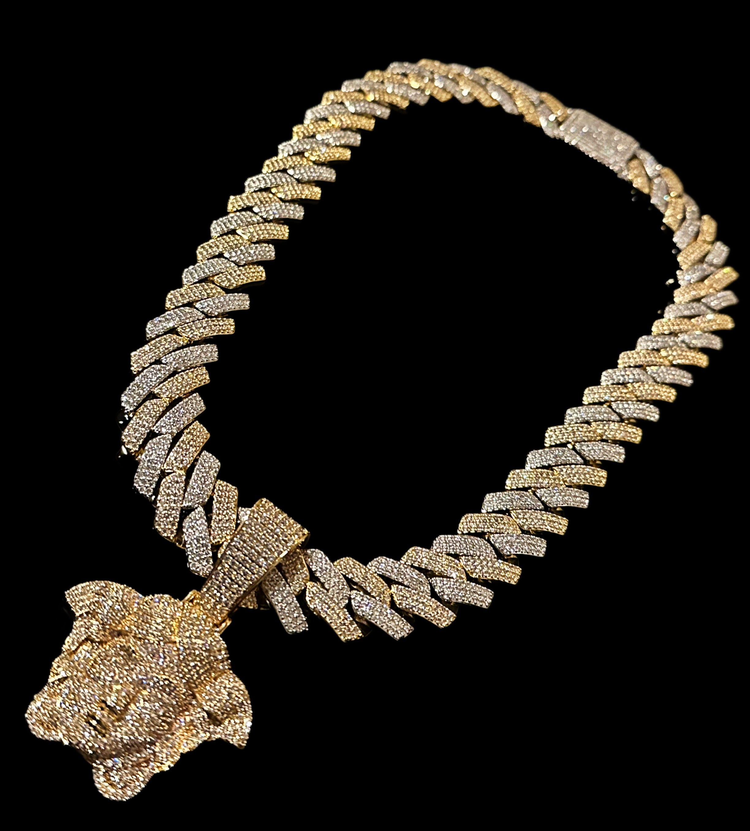 XXL MEDUSA VERSACE 20mm Cuban Miami Prong 186ct Lab Sim VVS1 Diamond Necklace SET - Gold