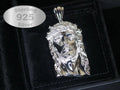 925 Sterling Silver XL JESUS Pendant 2.2ct BAGUETTE Lab Sim VVS Diamonds