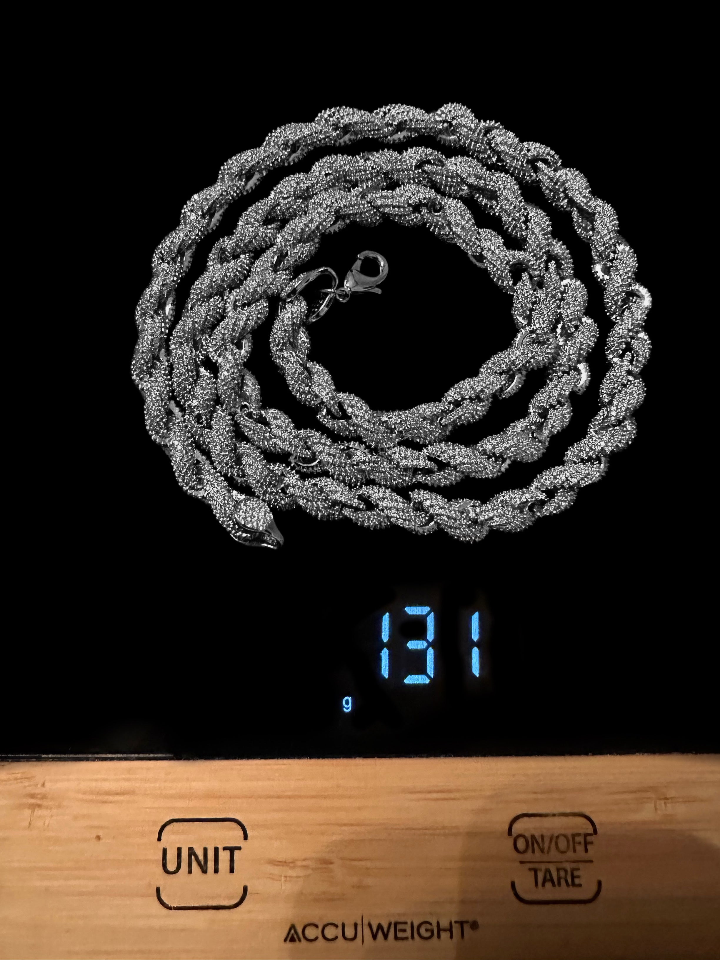 8mm Rope Chain 36ctw Lab Sim VVS1 Diamond Necklace