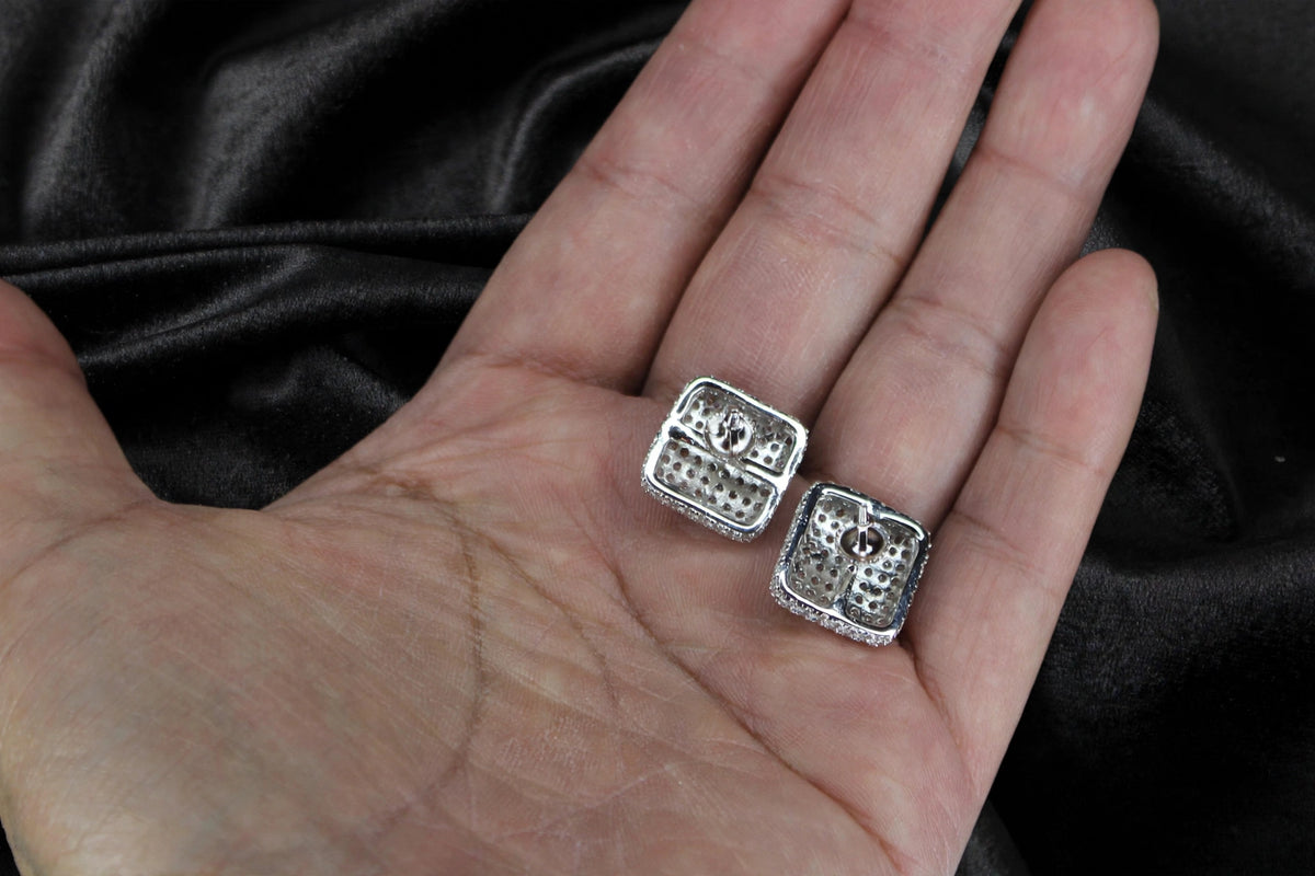 12mm MASSIVE XXL Sterling Silver 8ctw Lab Simulated VVS1 Diamond Earrings