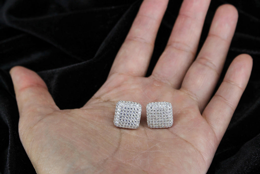 12mm MASSIVE XXL Sterling Silver 8ctw Lab Simulated VVS1 Diamond Earrings