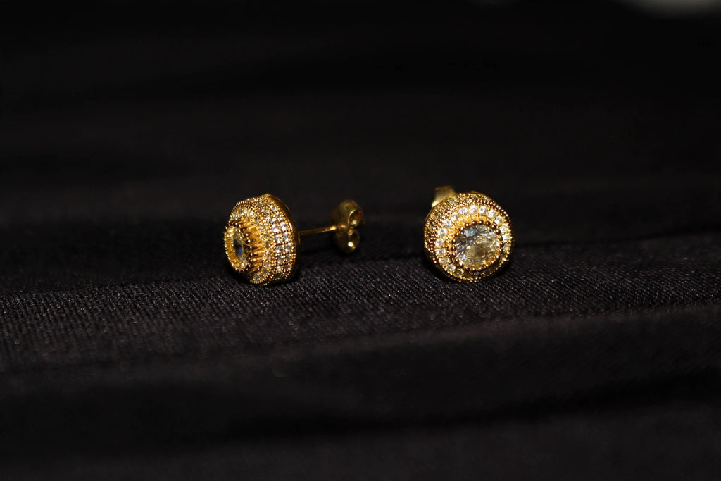 4.2ct Round Center-Stone Cut Lab Sim VVS1 Diamonds Earrings set Gemstone- Gold