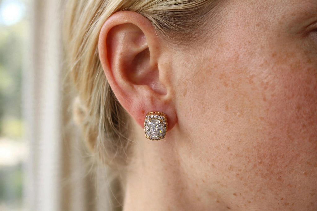 4ct Lab Sim VVS1 Diamonds Earrings set Gemstone- Gold
