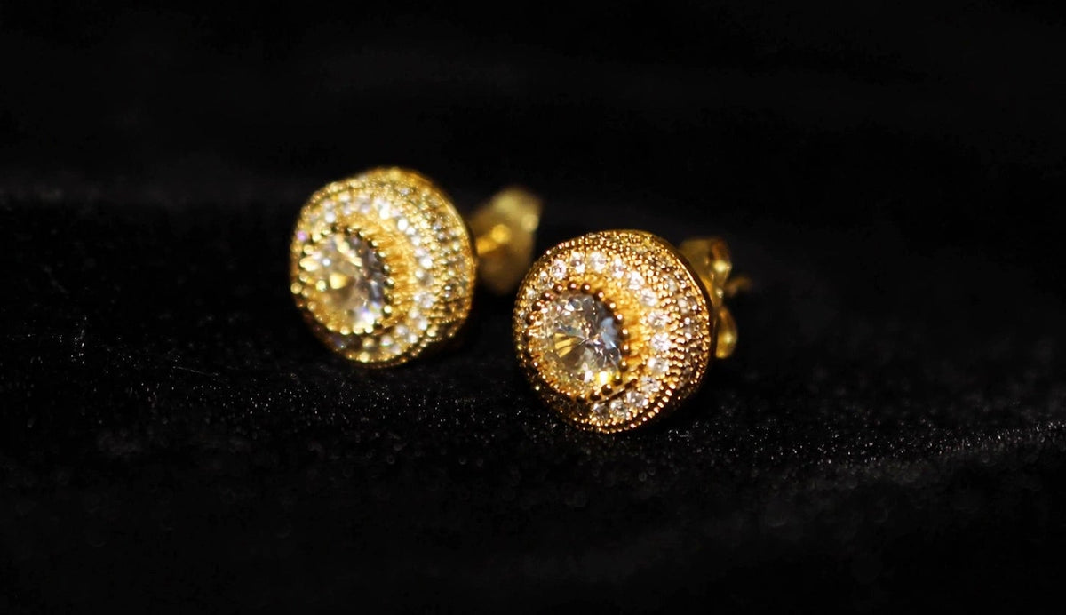 4.2ct Round Center-Stone Cut Lab Sim VVS1 Diamonds Earrings set Gemstone- Gold