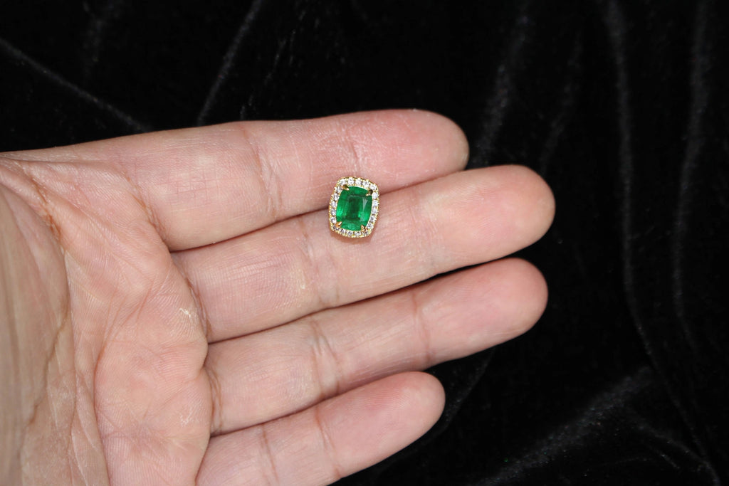 GREEN Emerald Ruby Sapphire 4ct Lab Sim VVS1 Diamonds Earrings set Gemstone- Gold