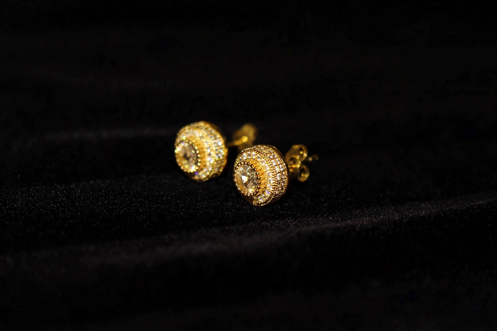 4.2ct Round Center-Stone Cut Lab Sim VVS1 Diamonds Earrings set Gemstone- Gold