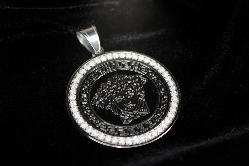 MEDUSA Medallion Pendant TENNIS 75.6ct Lab Sim VVS1 Diamond Necklace SET
