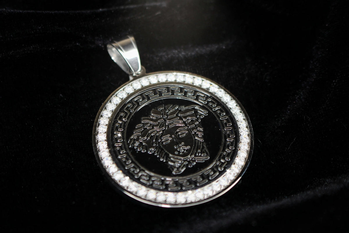 MEDUSA Medallion Pendant TENNIS 75.6ct Lab Sim VVS1 Diamond Necklace SET