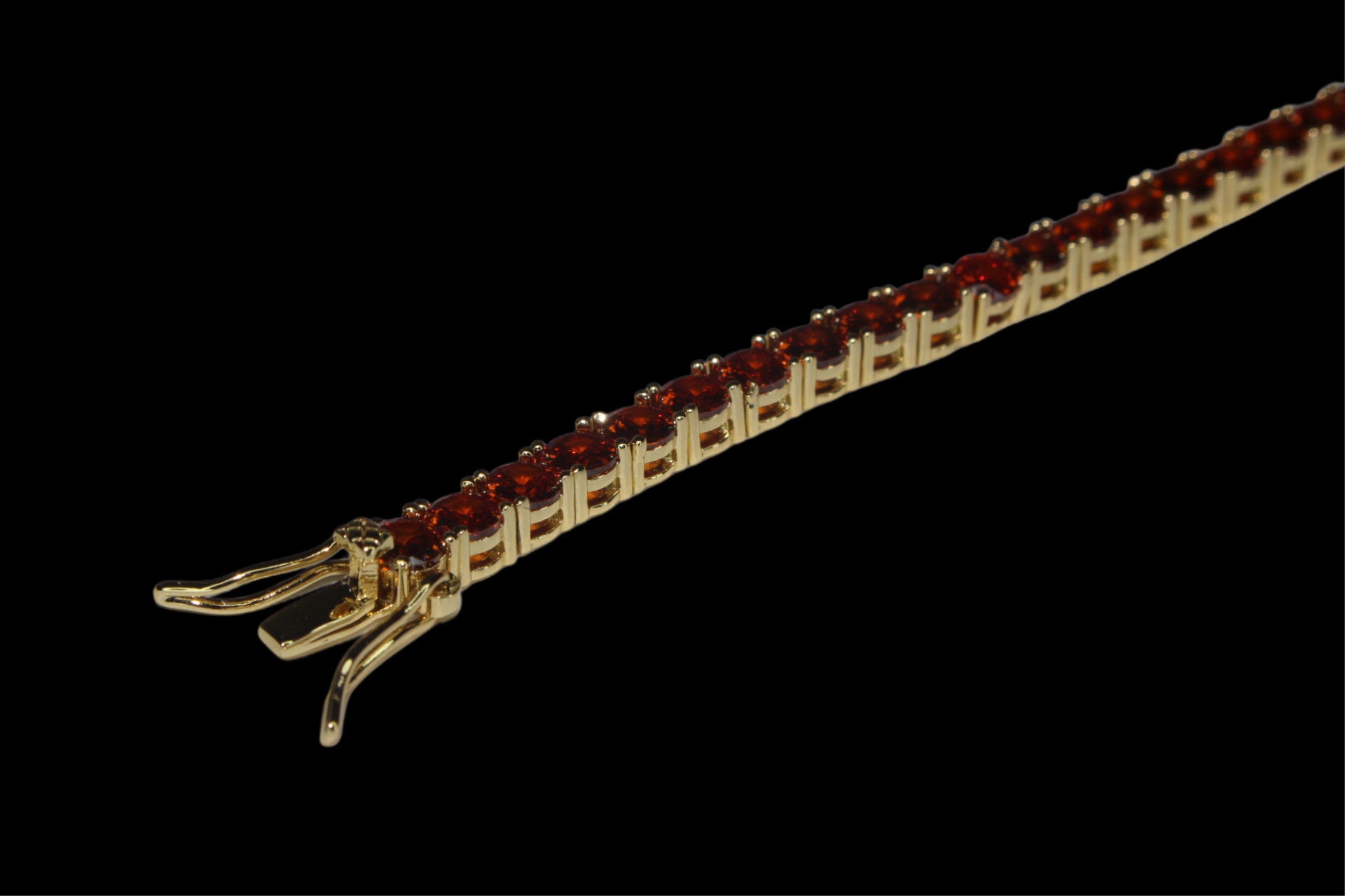 4mm Tennis Chain 12.5ct Lab Sim VVS1 Diamond Bracelet GOLD - RUBY RED