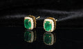 GREEN Emerald Ruby Sapphire 4ct Lab Sim VVS1 Diamonds Earrings set Gemstone- Gold