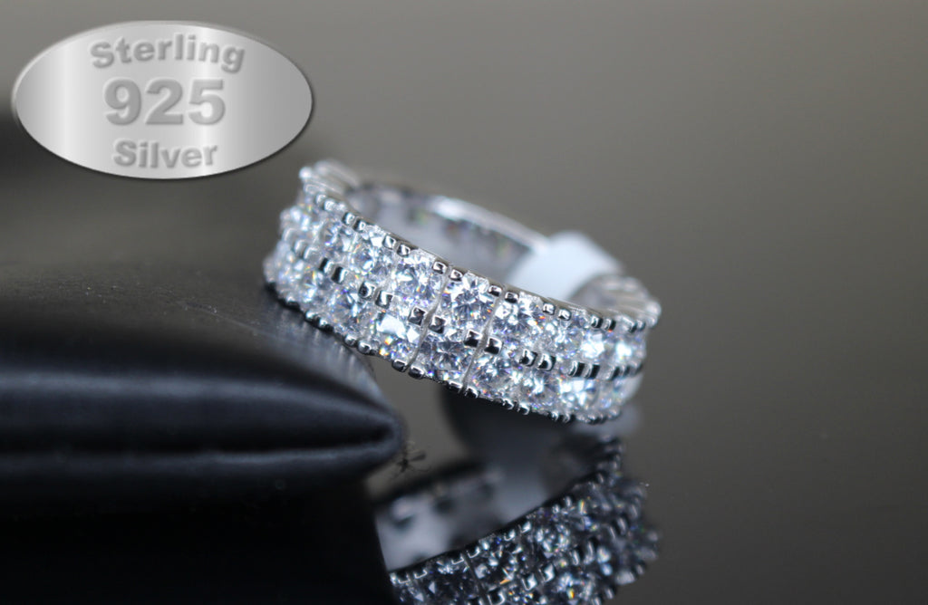 Men's TENNIS Statement Ring 8.6ct Lab Sim VVS1 Diamond 925 STERLING SILVER