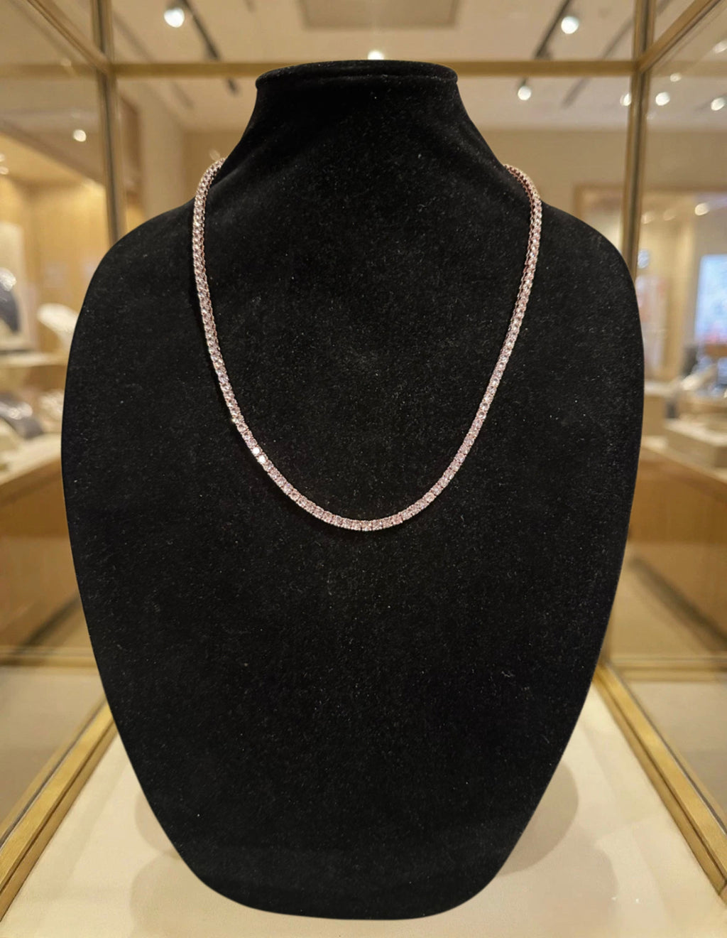 4mm Tennis Chain 70ct Lab Sim VVS1 Diamond Necklace - ROSE GOLD