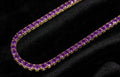 4mm Sapphire Amythist PURPLE Tennis 70.6ct Lab Sim VVS1 Diamond Necklace - GOLD