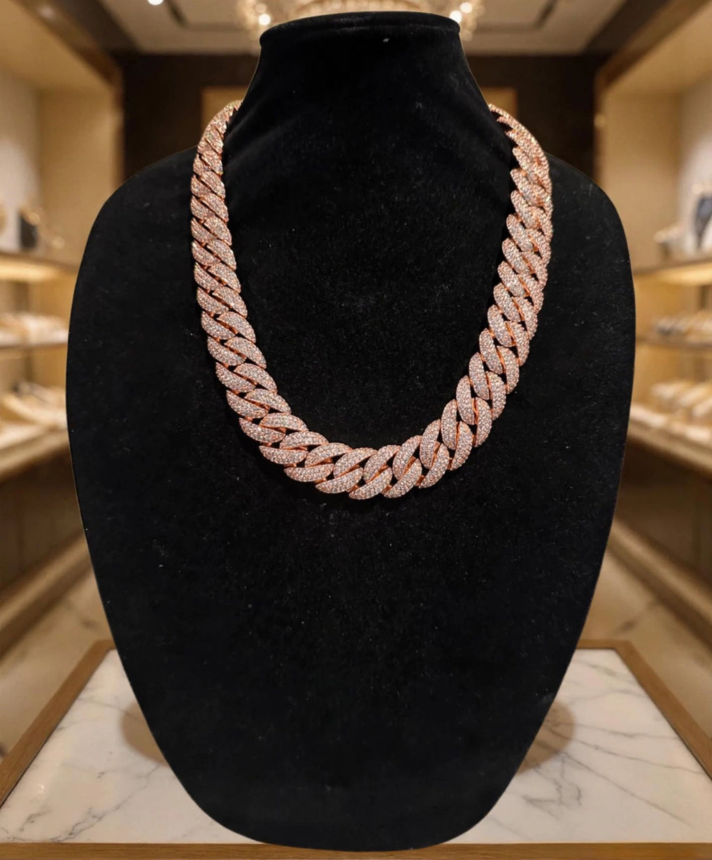 22mm Cuban Miami 156.2ctw Lab Sim Diamonds VVS1 Necklace - ROSE GOLD