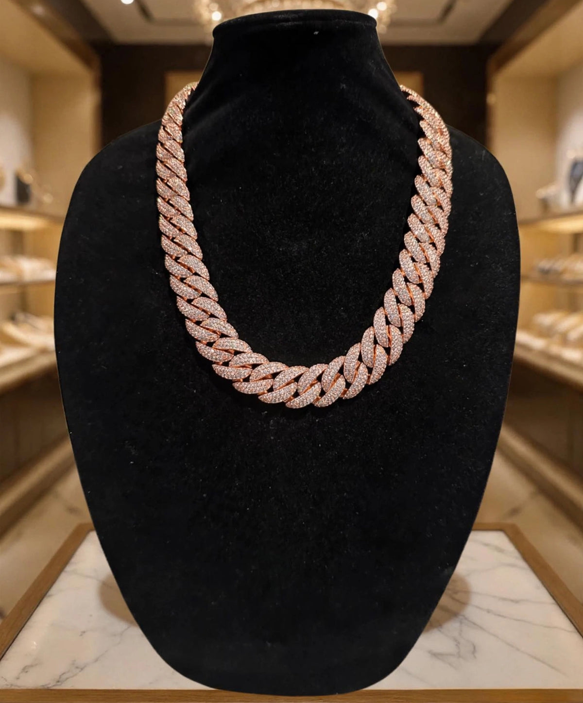 22mm Cuban Miami 156.2ctw Lab Sim Diamonds VVS1 Necklace - ROSE GOLD