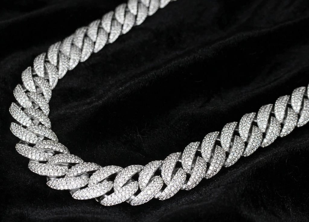 20mm Cuban Miami 82.6ctw Lab Sim VVS1 Diamond Necklace